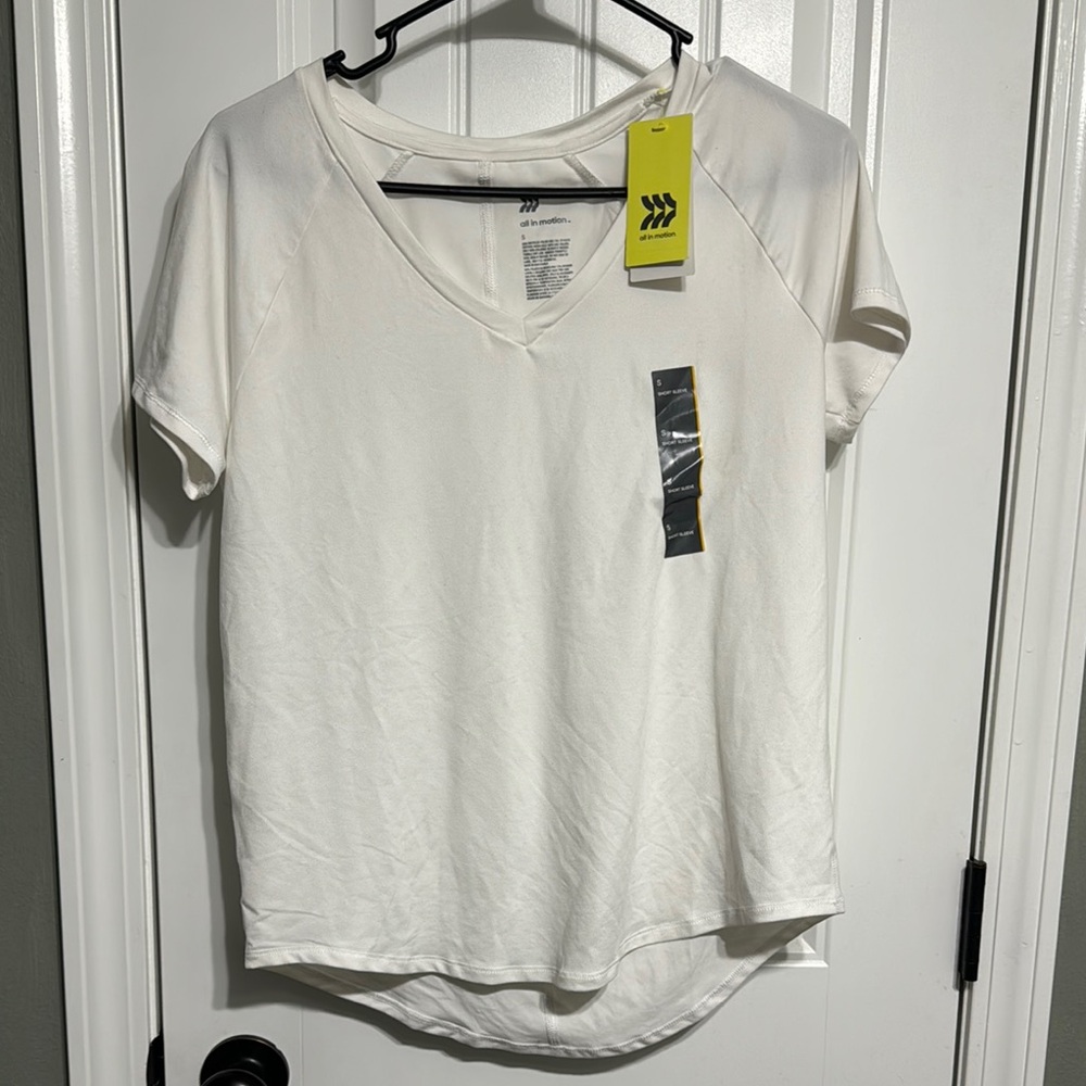 all in motion White V-Neck Short Sleeve T-Shirt
